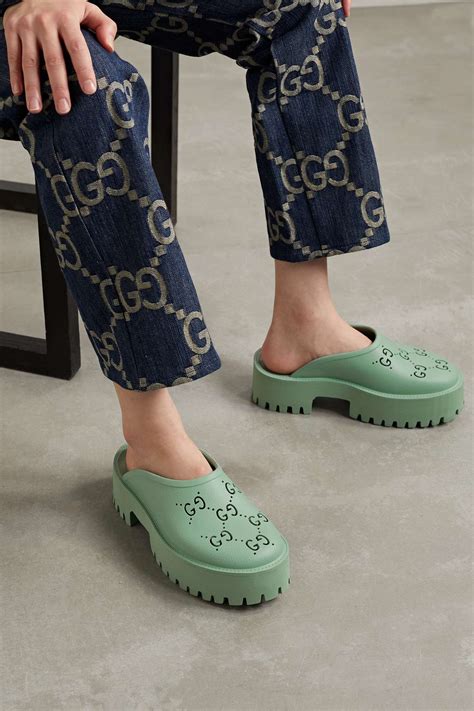 green gucci rubber mules|Gucci rubber platform mules.